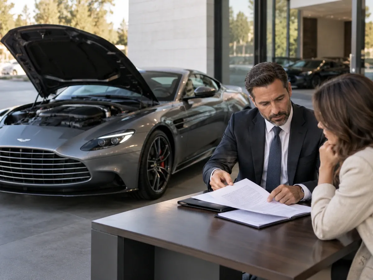 Aston Martin repair order and service paperwork