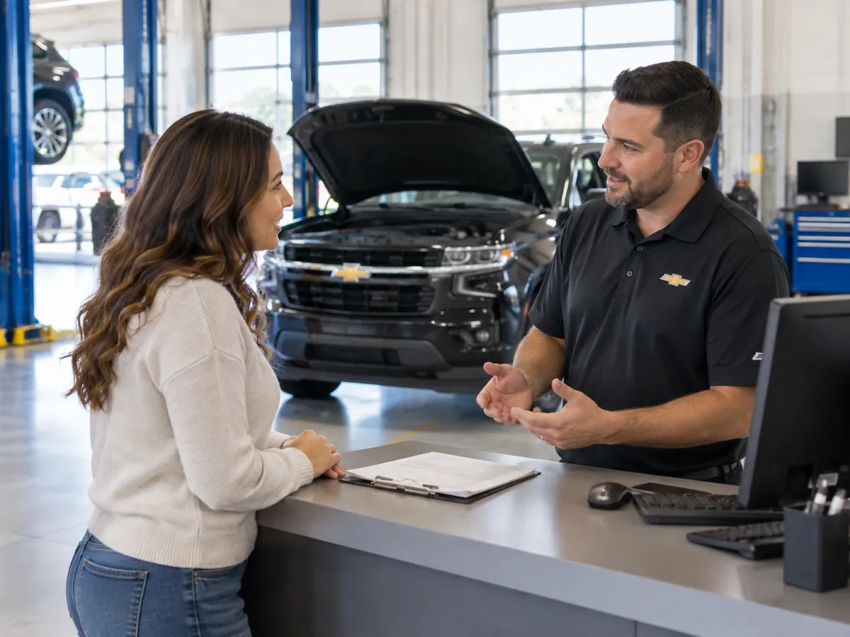 Chevrolet repair order and service paperwork