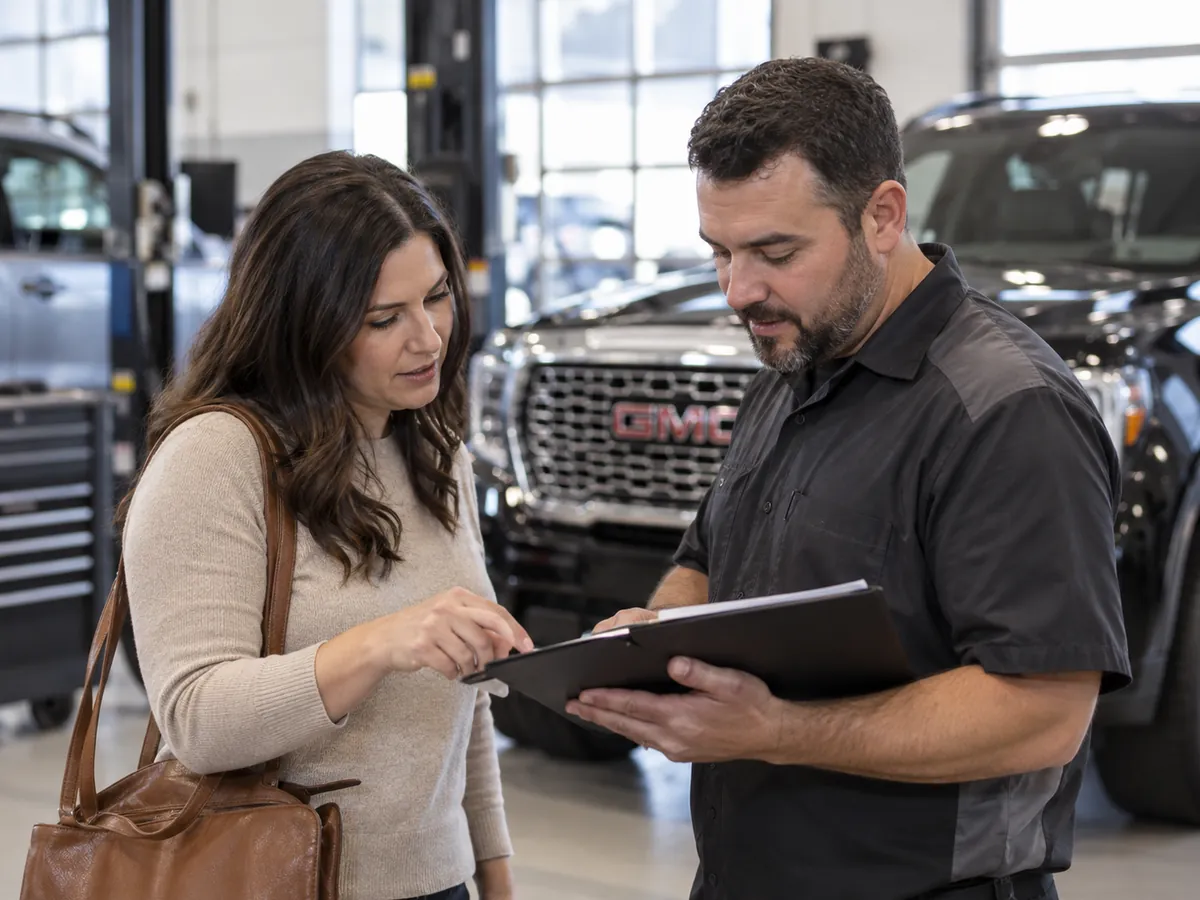 GMC repair order and service paperwork