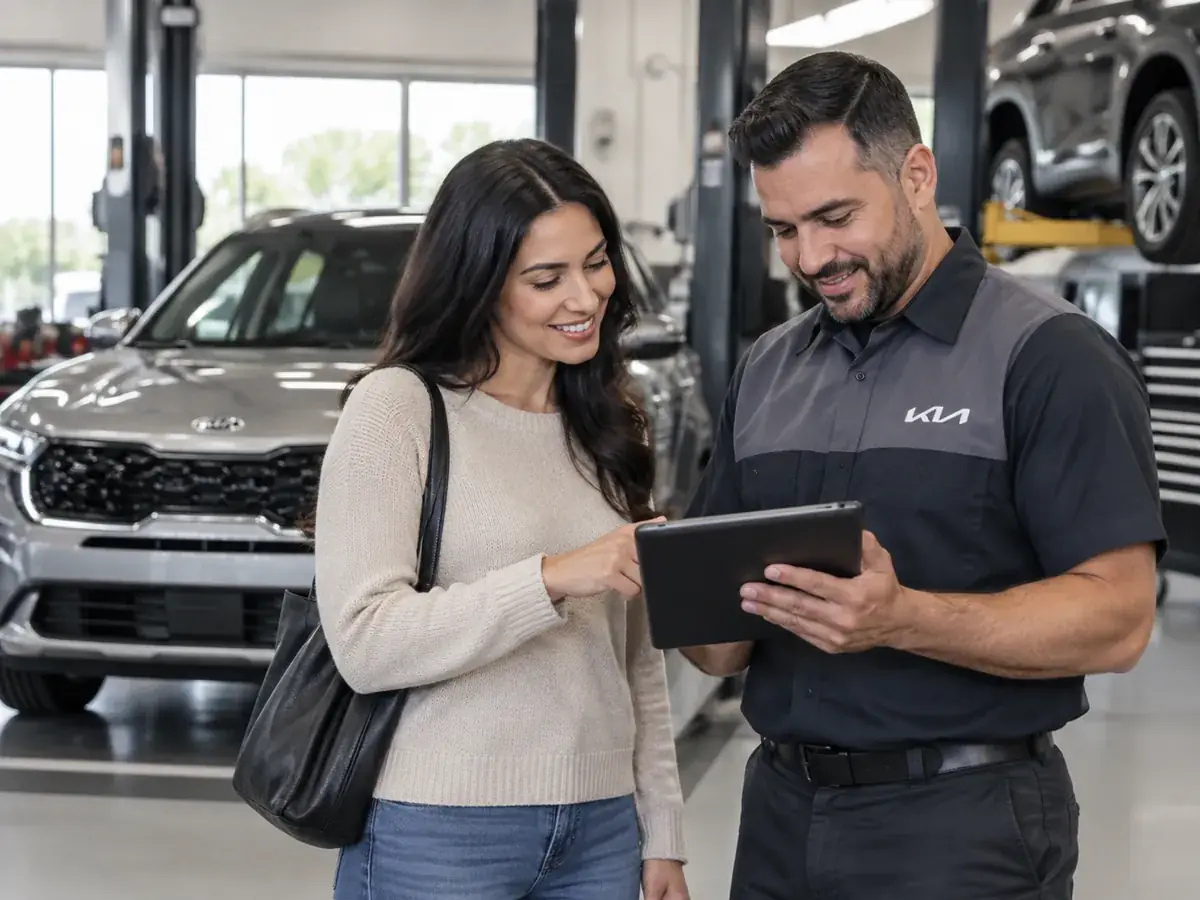 Kia repair order and service paperwork