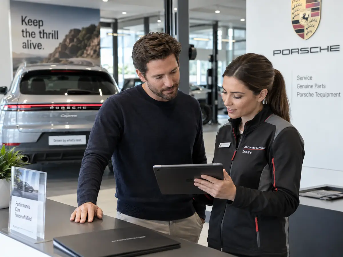 Porsche repair order and service paperwork